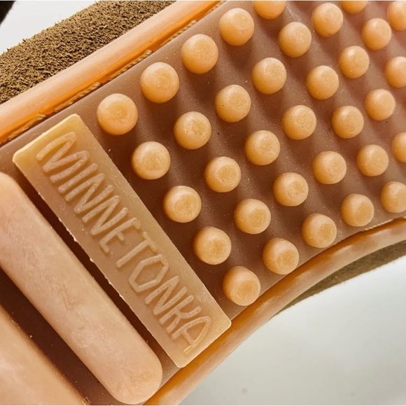 Vtg Minnetonka Womens US 7 Brown Suede Knee-High Lace-Up Fringe Moccasin Boots - Picture 8 of 8